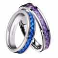 Hot Selling 4mm Tungsten Steel Black Rings Jewelry Blue And Purple Carbon Fiber Women's Rings